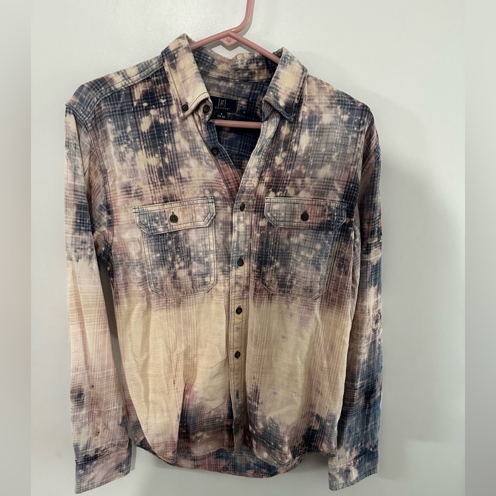 George Multicolor Plaid bleached flannel shirt